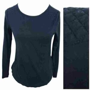 Banana Republic Black Long Sleeve Casual Shirt Small Petite SP, Quilted Shoulder